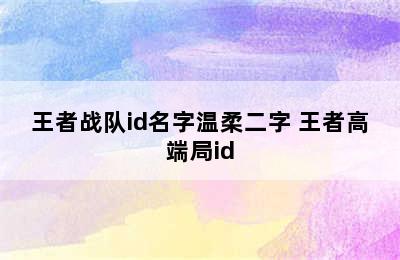 王者战队id名字温柔二字 王者高端局id